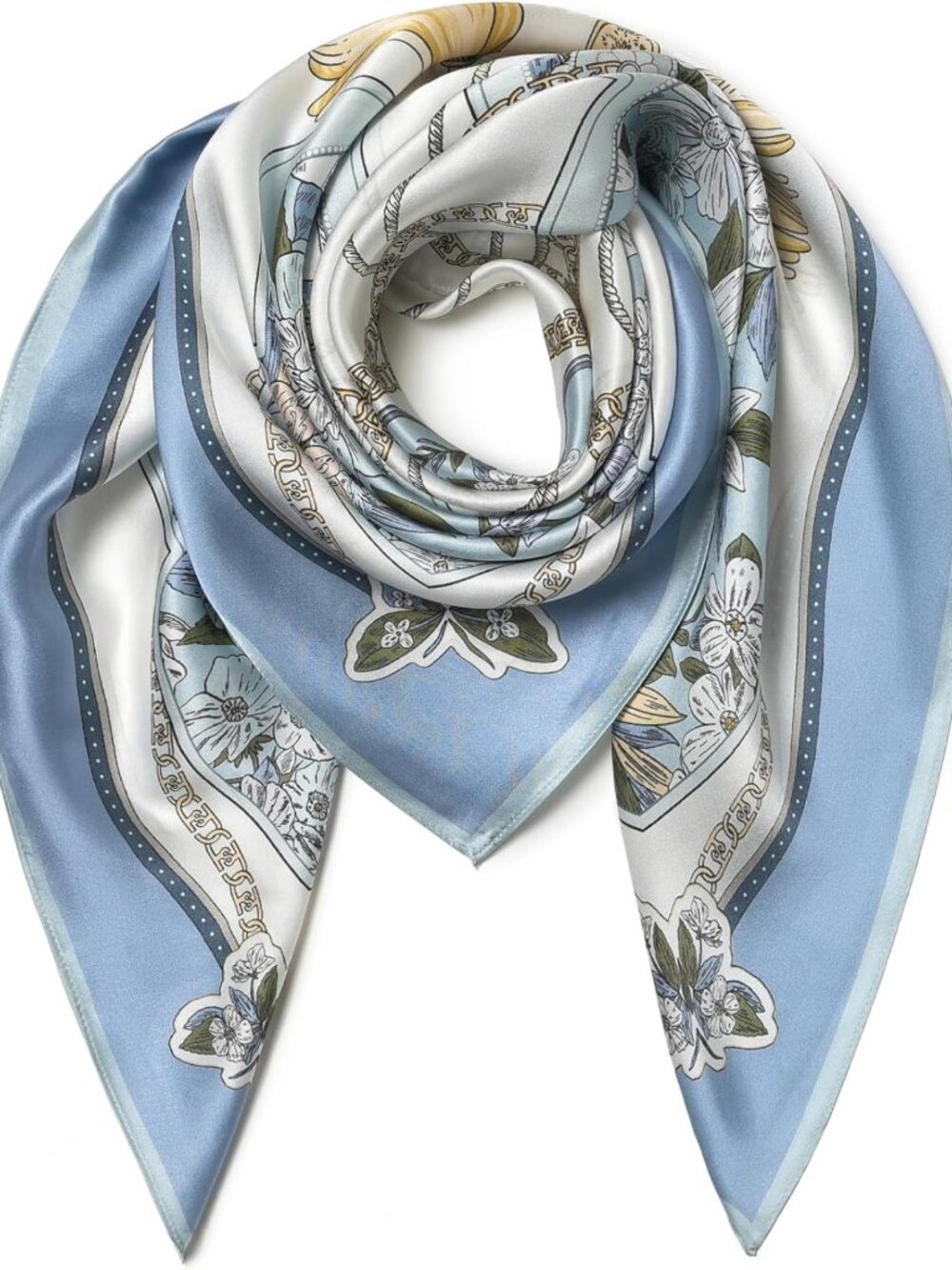 100% Mulberry Silk Scarf - Lightweight 35" Square Headscarf, Soft & Glossy